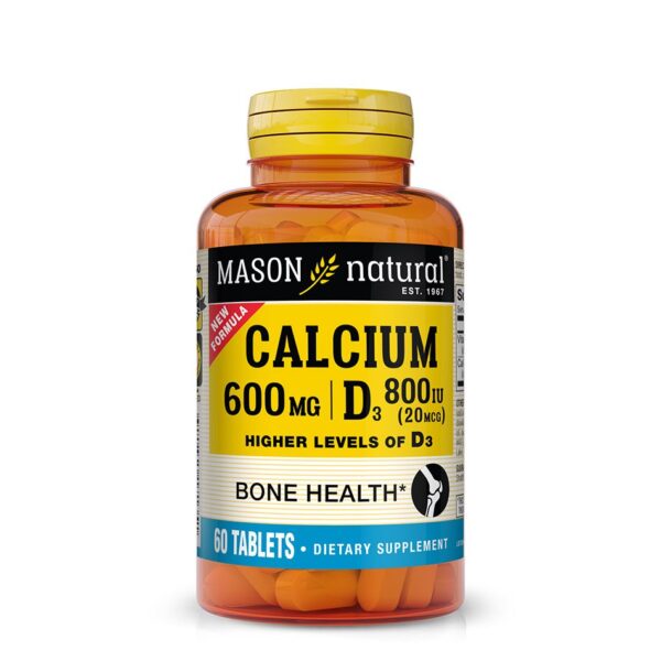 Mason Natural Calcium 600mg + Vitamin D₃ 800IU x100 Tablets